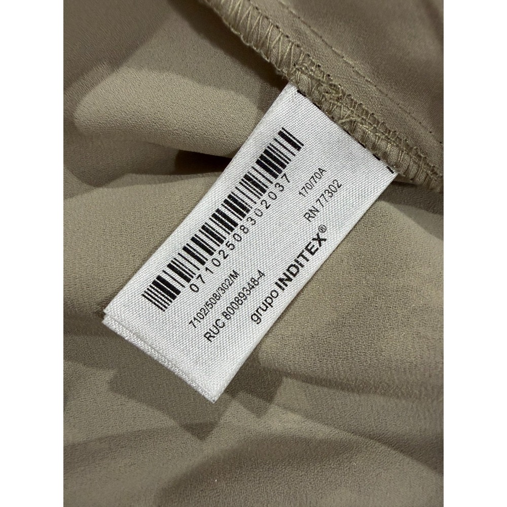 Zara Wide Leg Trousers Womens M Gray Gold‎ Metalic Drawstring Wasit Relaxed Fit - Picture 3 of 7